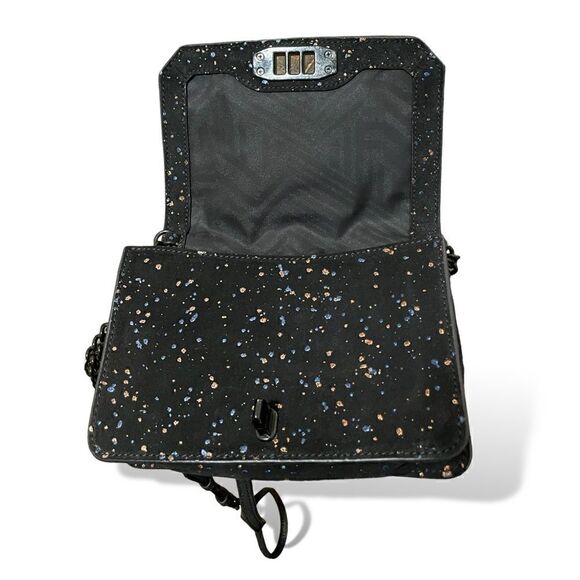 Rebecca Minkoff Black Suede Crossbody Bag with Cobalt Blue & Rose Gold Splatter - Picture 12 of 12